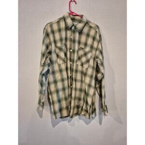Carhartt Men's Plaid Flannel Shirt Long Sleeve Button Up Size L Green